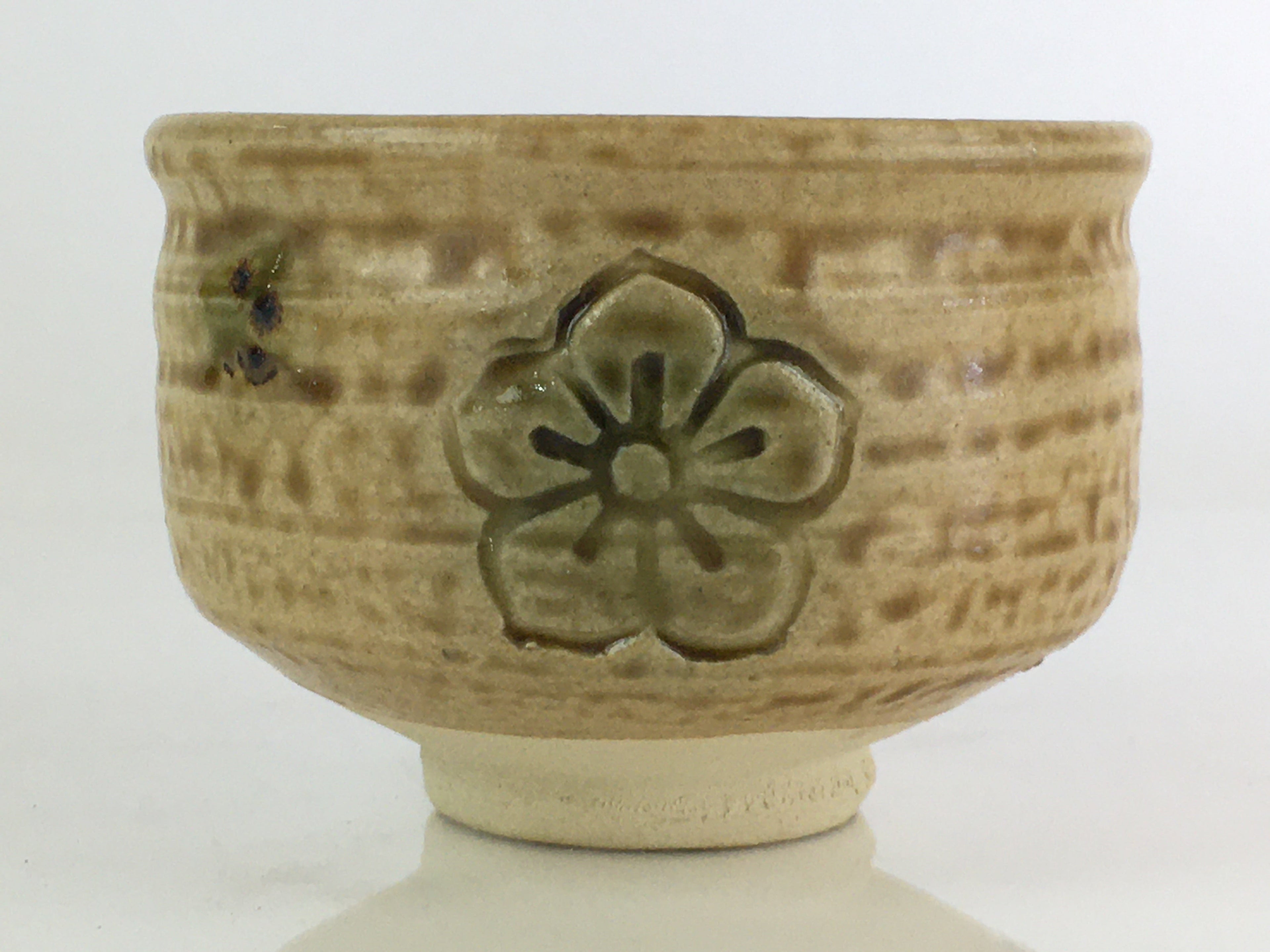 Japanese Ceramic Kiseto Tea Ceremony Green Tea Bowl Vtg Chawan GTB944