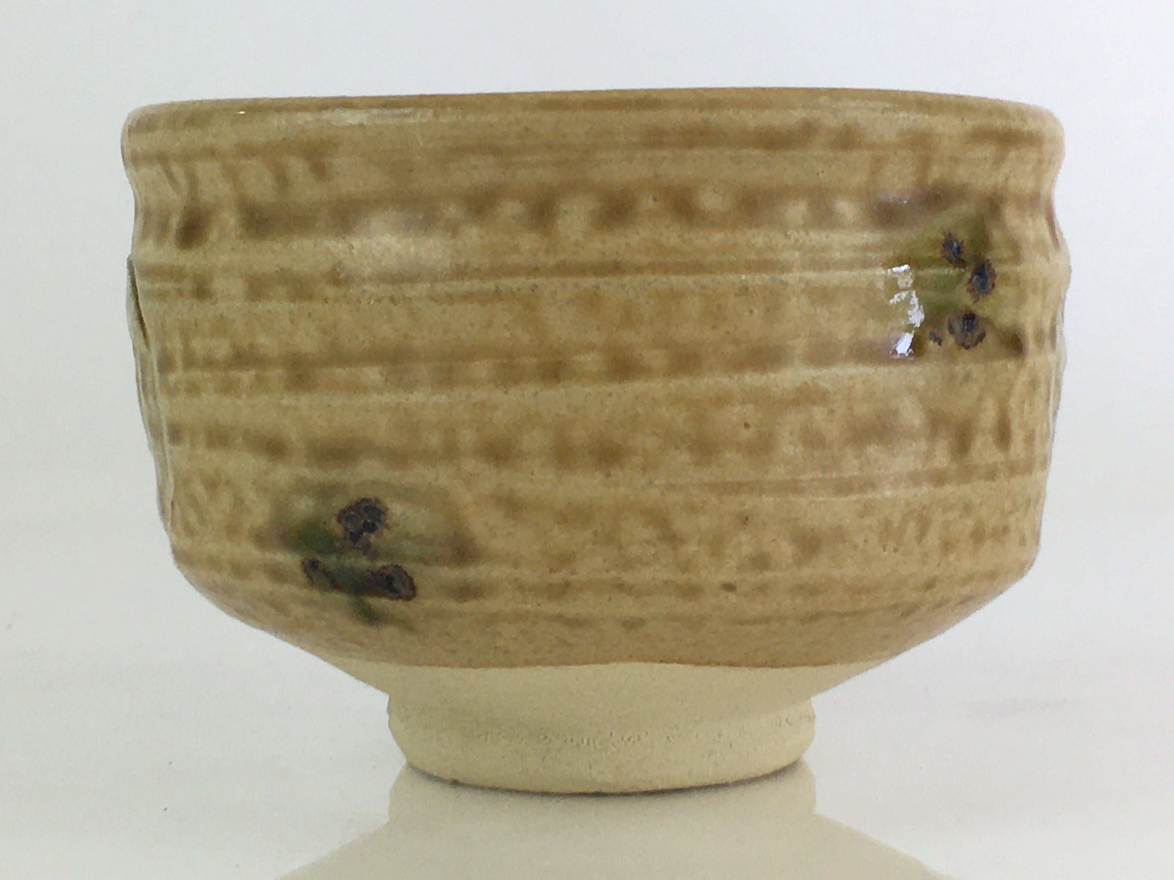 Japanese Ceramic Kiseto Tea Ceremony Green Tea Bowl Vtg Chawan GTB944