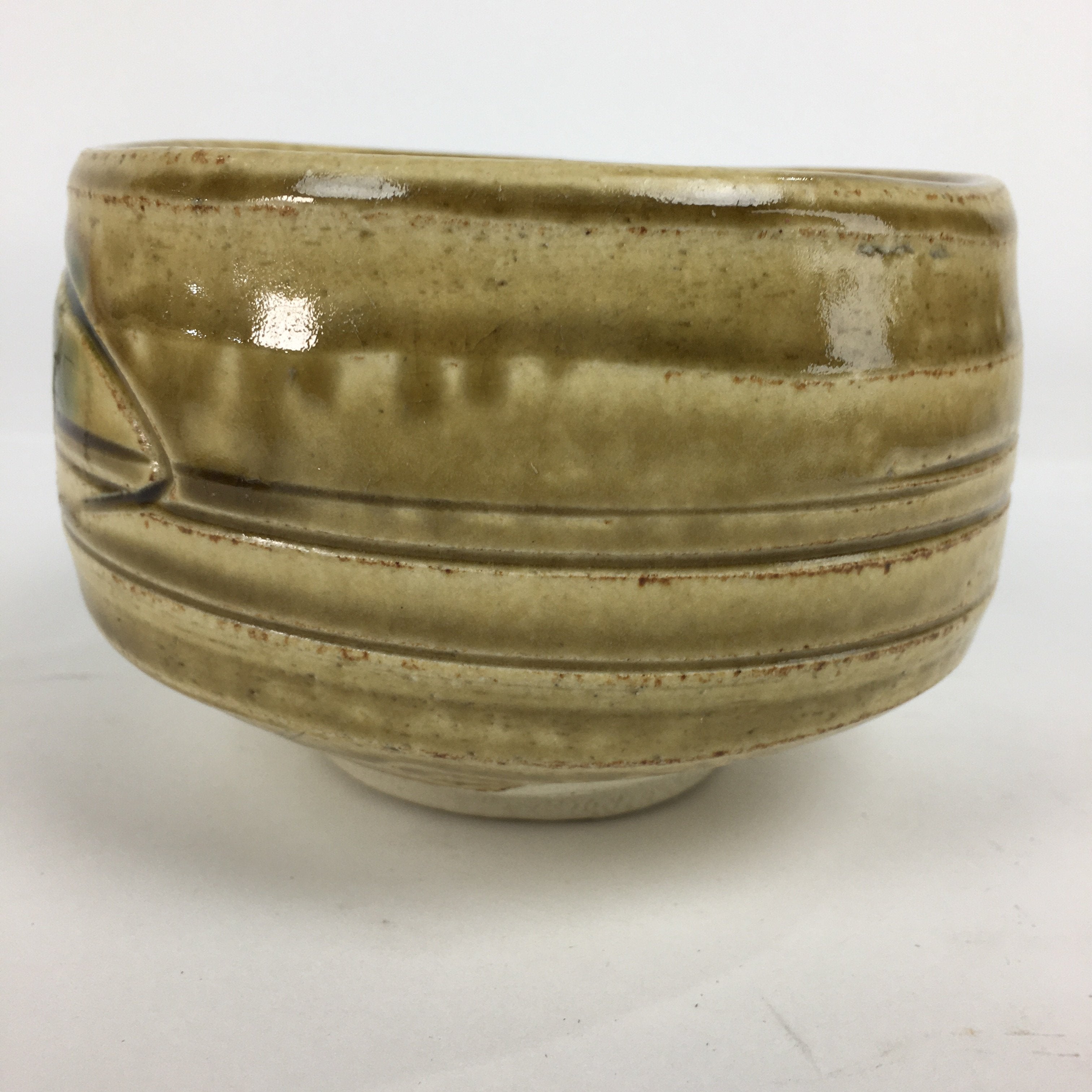 Japanese Ceramic Kiseto Ware Tea Ceremony Bowl Vtg White Matcha Chawan GTB780