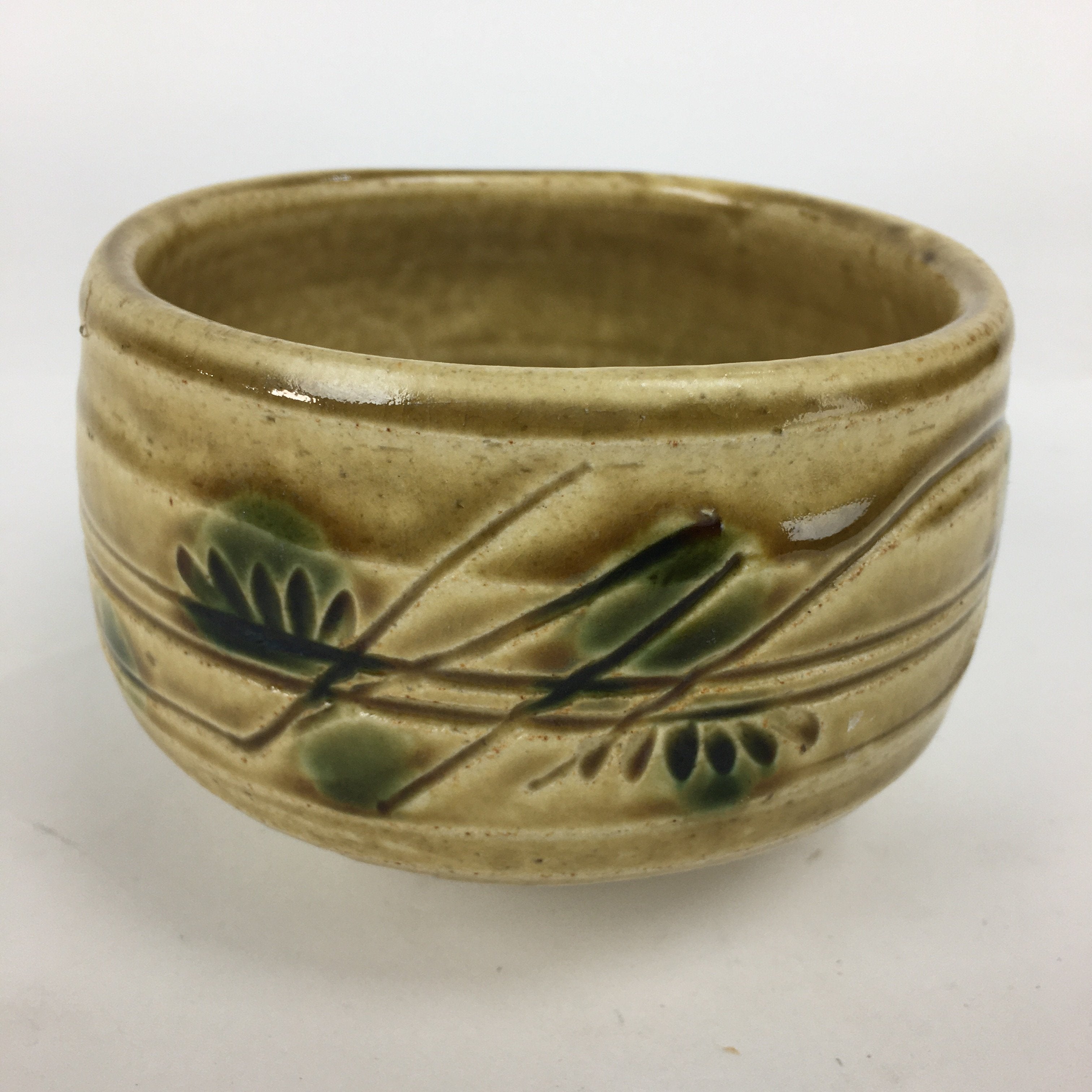 Japanese Ceramic Kiseto Ware Tea Ceremony Bowl Vtg White Matcha Chawan GTB780