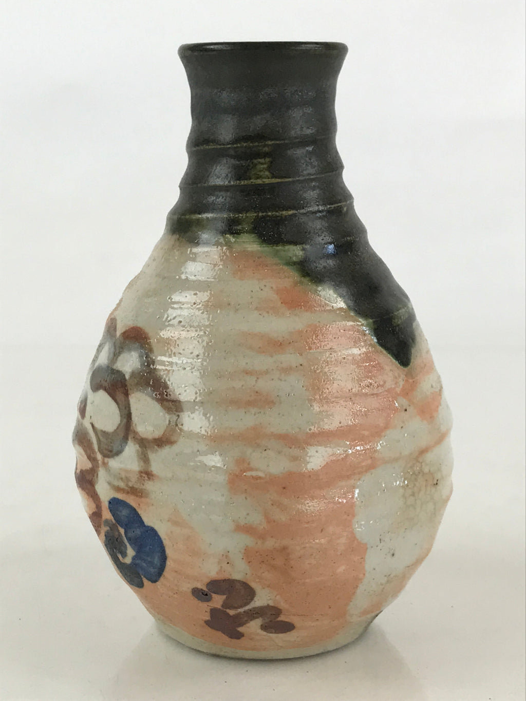Japanese Ceramic Kishu Ware Aoi Kiln Sake Bottle Pottery Yakimono Tokkuri TS492