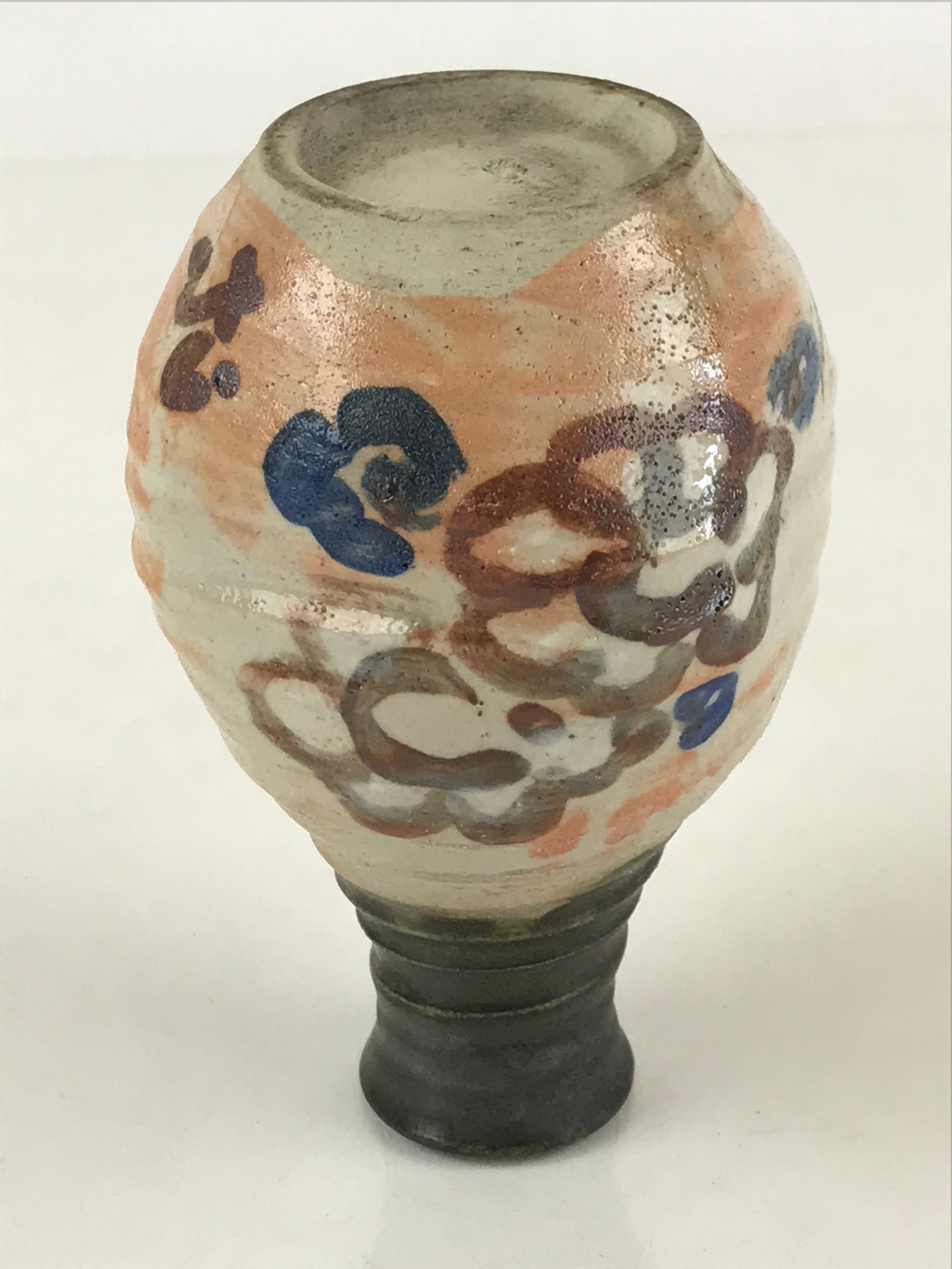 Japanese Ceramic Kishu Ware Aoi Kiln Sake Bottle Pottery Yakimono Tokkuri TS492