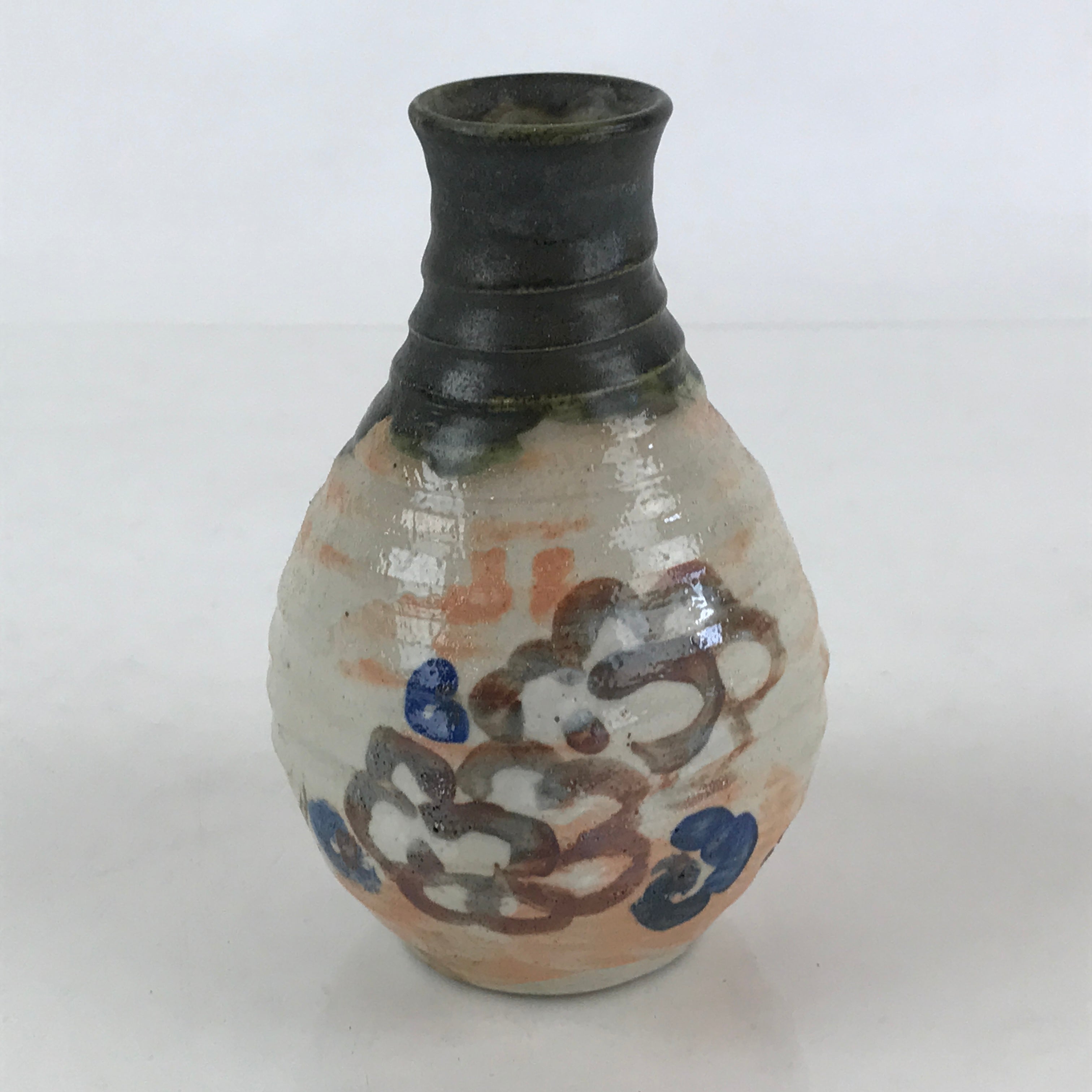 Japanese Ceramic Kishu Ware Aoi Kiln Sake Bottle Pottery Yakimono