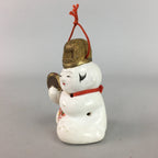 Japanese Ceramic Kokeshi Doll Vtg Pottery Figurine Child Playing Drum Bib KF185