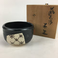 Japanese Ceramic Kuro-Oribe Green Tea Bowl Vtg Chawan Boxed Pottery PX603