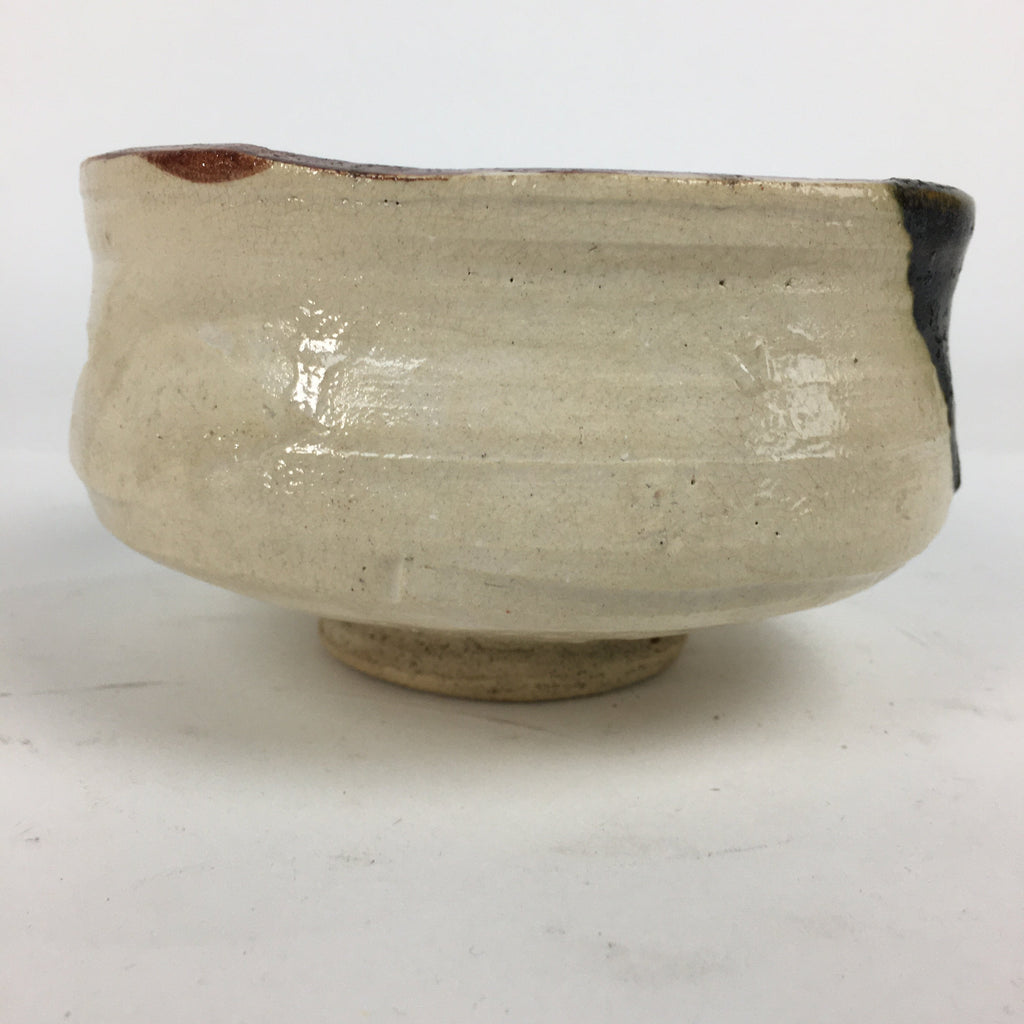Japanese Ceramic Kuro-Oribe Ware Tea Ceremony Bowl Vtg Black White Chawan GTB774
