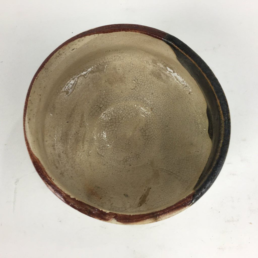 Japanese Ceramic Kuro-Oribe Ware Tea Ceremony Bowl Vtg Black White Chawan GTB774