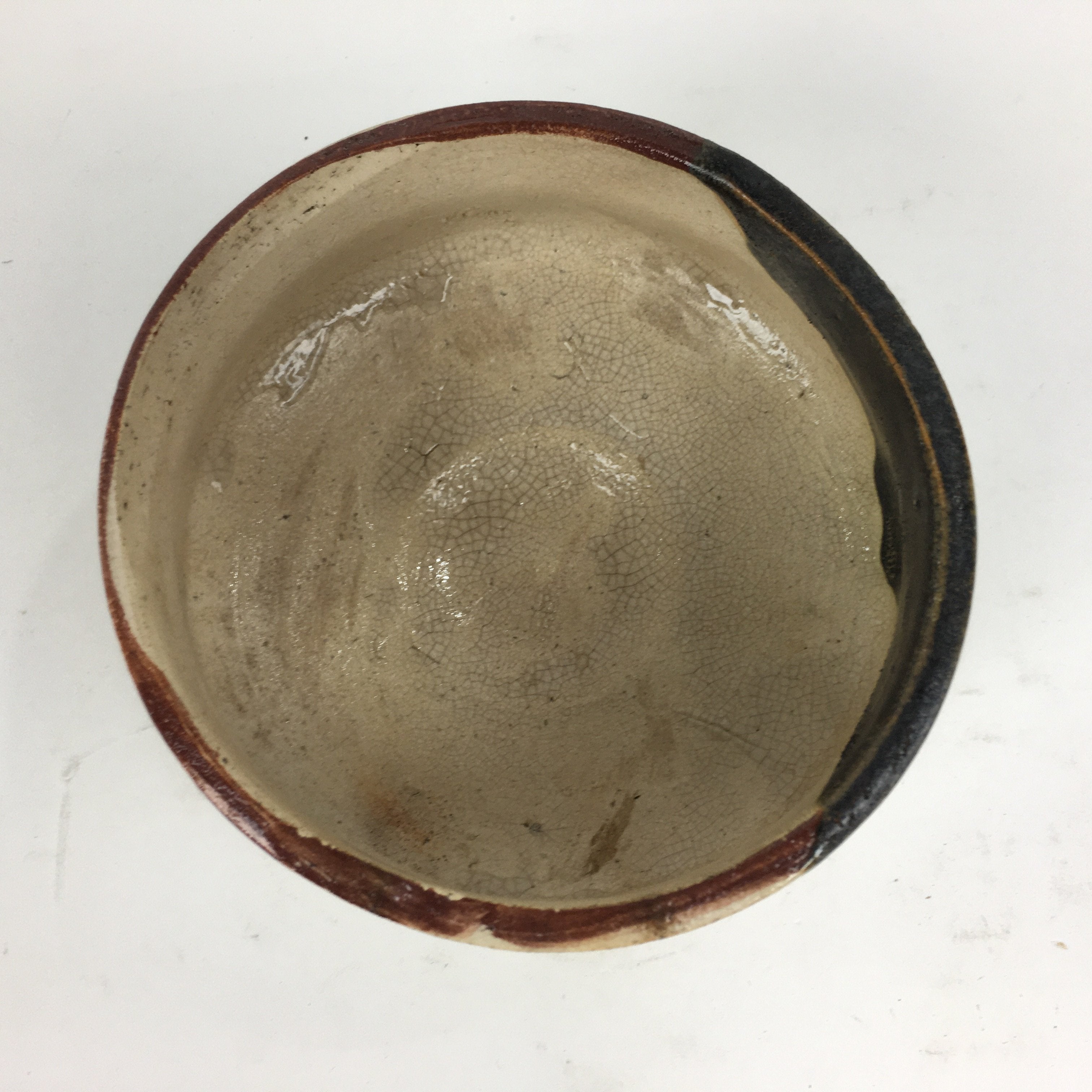 Japanese Ceramic Kuro-Oribe Ware Tea Ceremony Bowl Vtg Black White Chawan GTB774