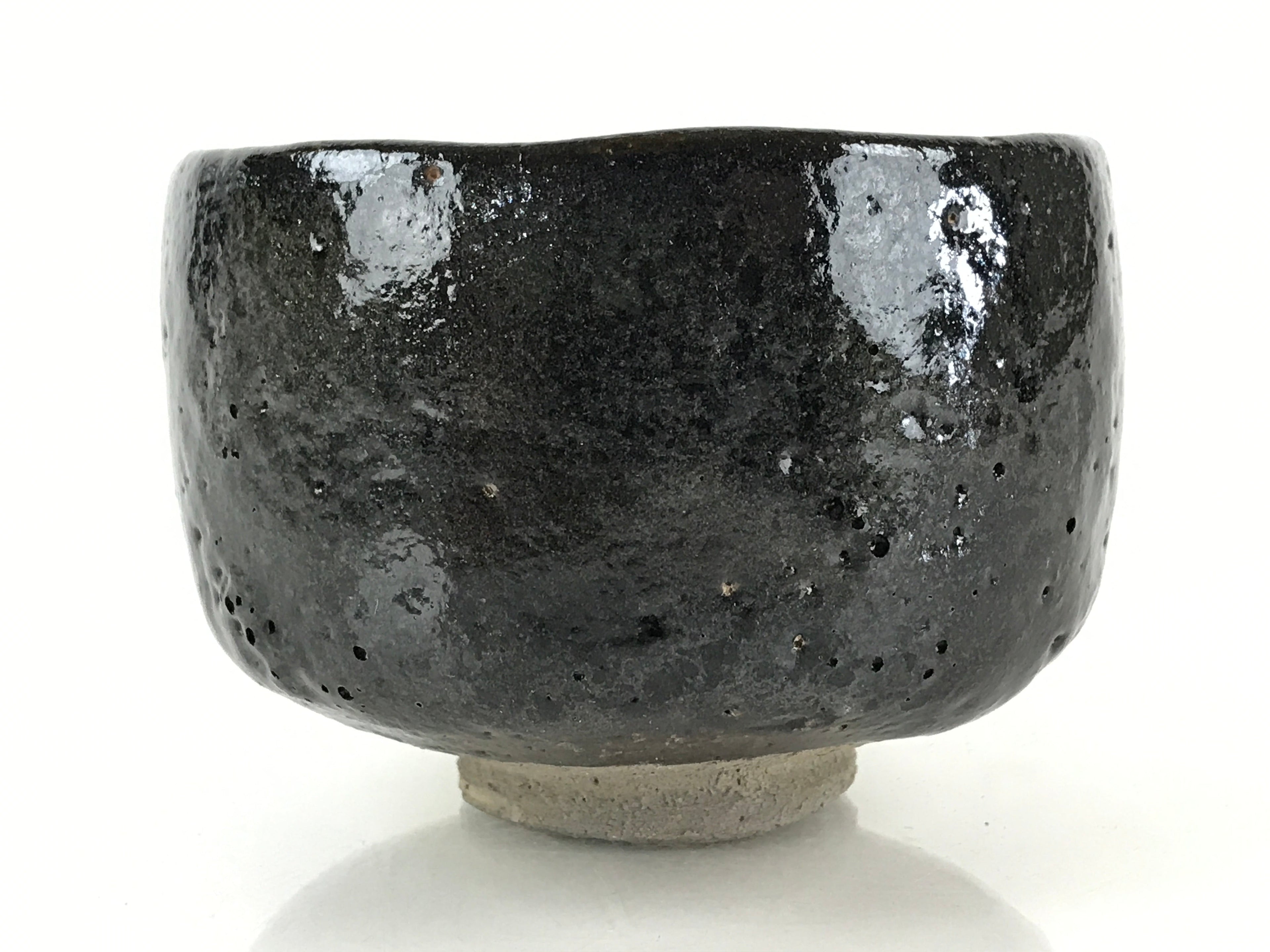 Japanese Ceramic Kuroraku Green Tea Bowl Vtg Chawan Tea Ceremony Matcha GTB974