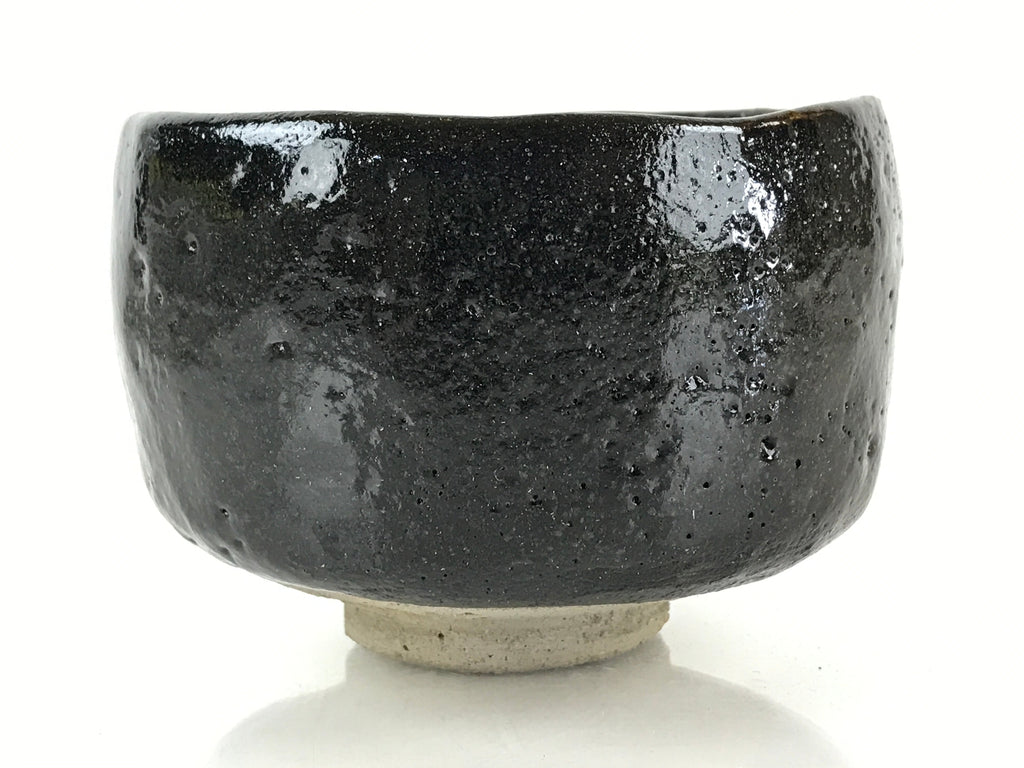 Japanese Ceramic Kuroraku Green Tea Bowl Vtg Chawan Tea Ceremony Matcha GTB974