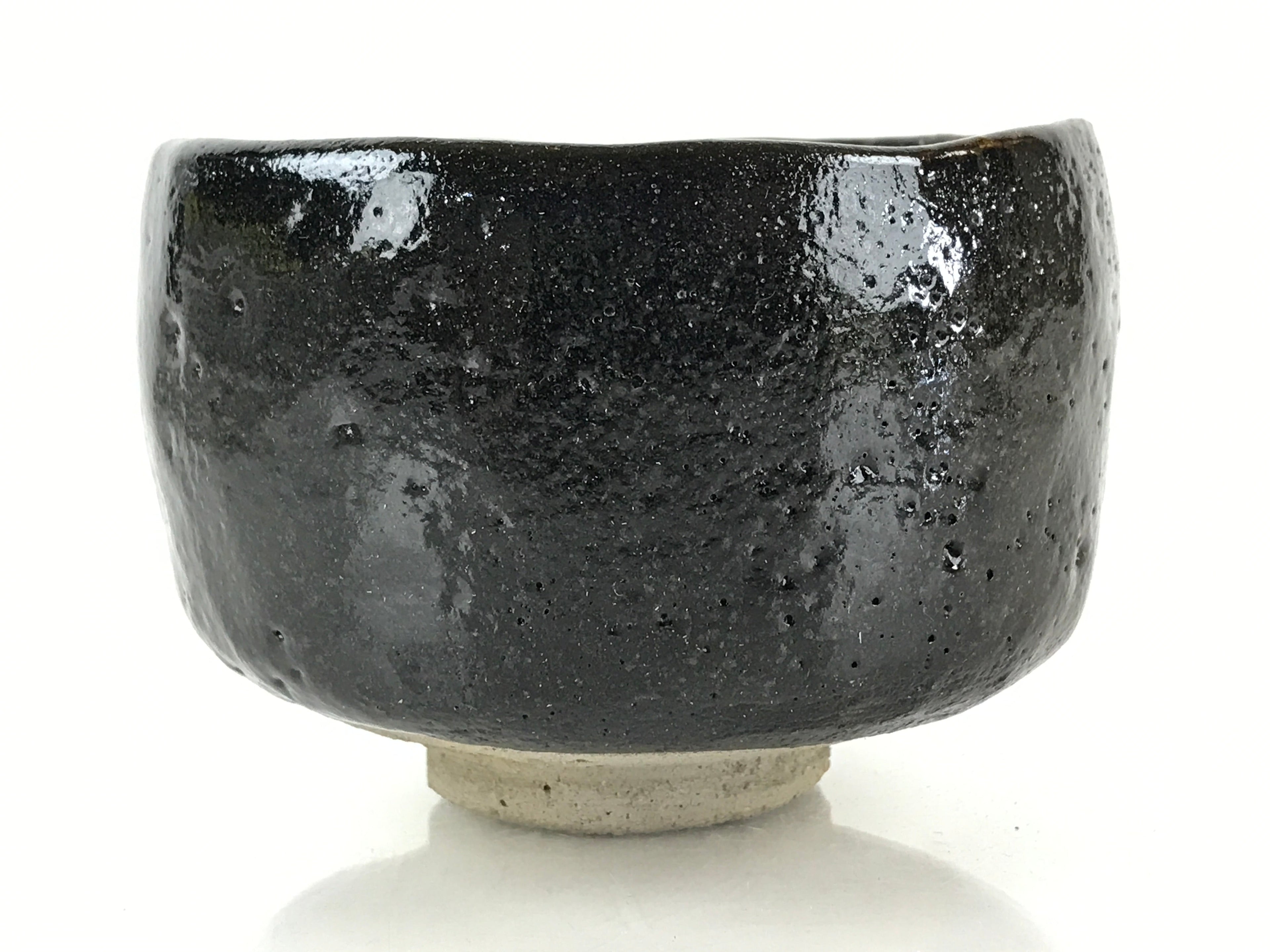 Japanese Ceramic Kuroraku Green Tea Bowl Vtg Chawan Tea Ceremony Matcha GTB974