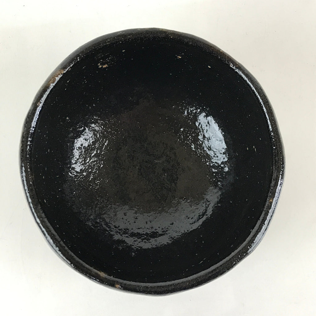 Japanese Ceramic Kuroraku Green Tea Bowl Vtg Chawan Tea Ceremony Matcha GTB974