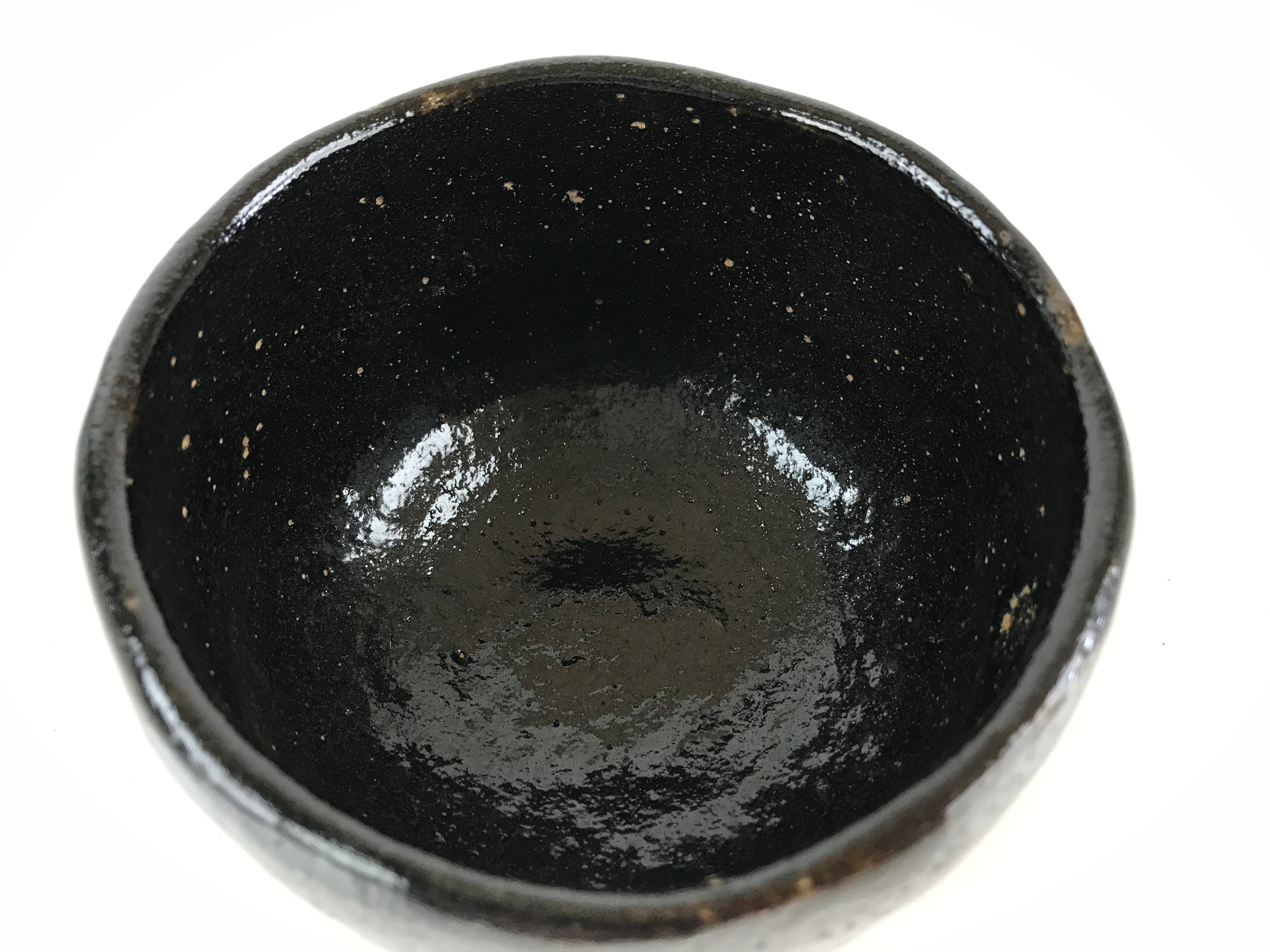 Japanese Ceramic Kuroraku Green Tea Bowl Vtg Chawan Tea Ceremony Matcha GTB974
