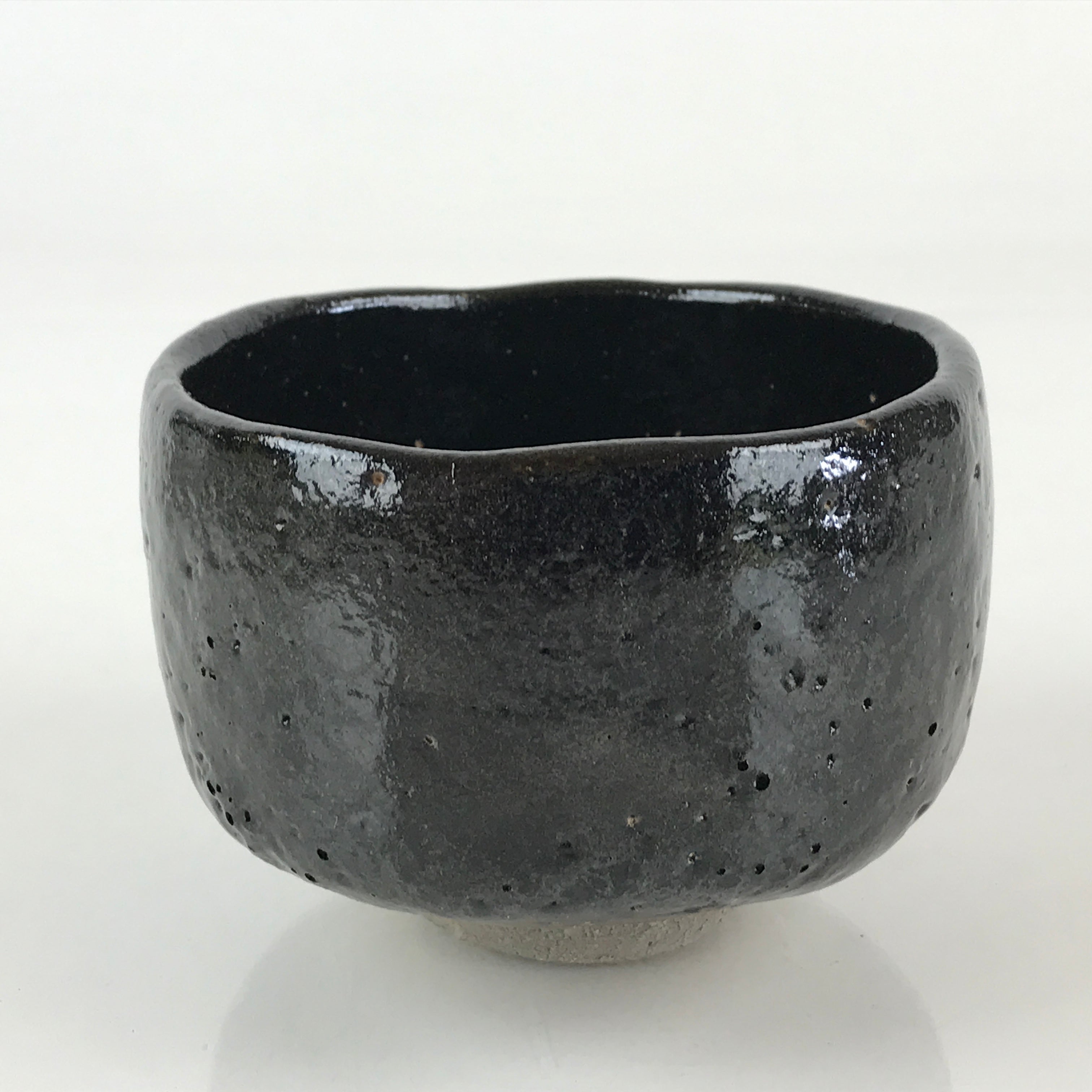 Japanese Ceramic Kuroraku Green Tea Bowl Vtg Chawan Tea Ceremony Matcha GTB974