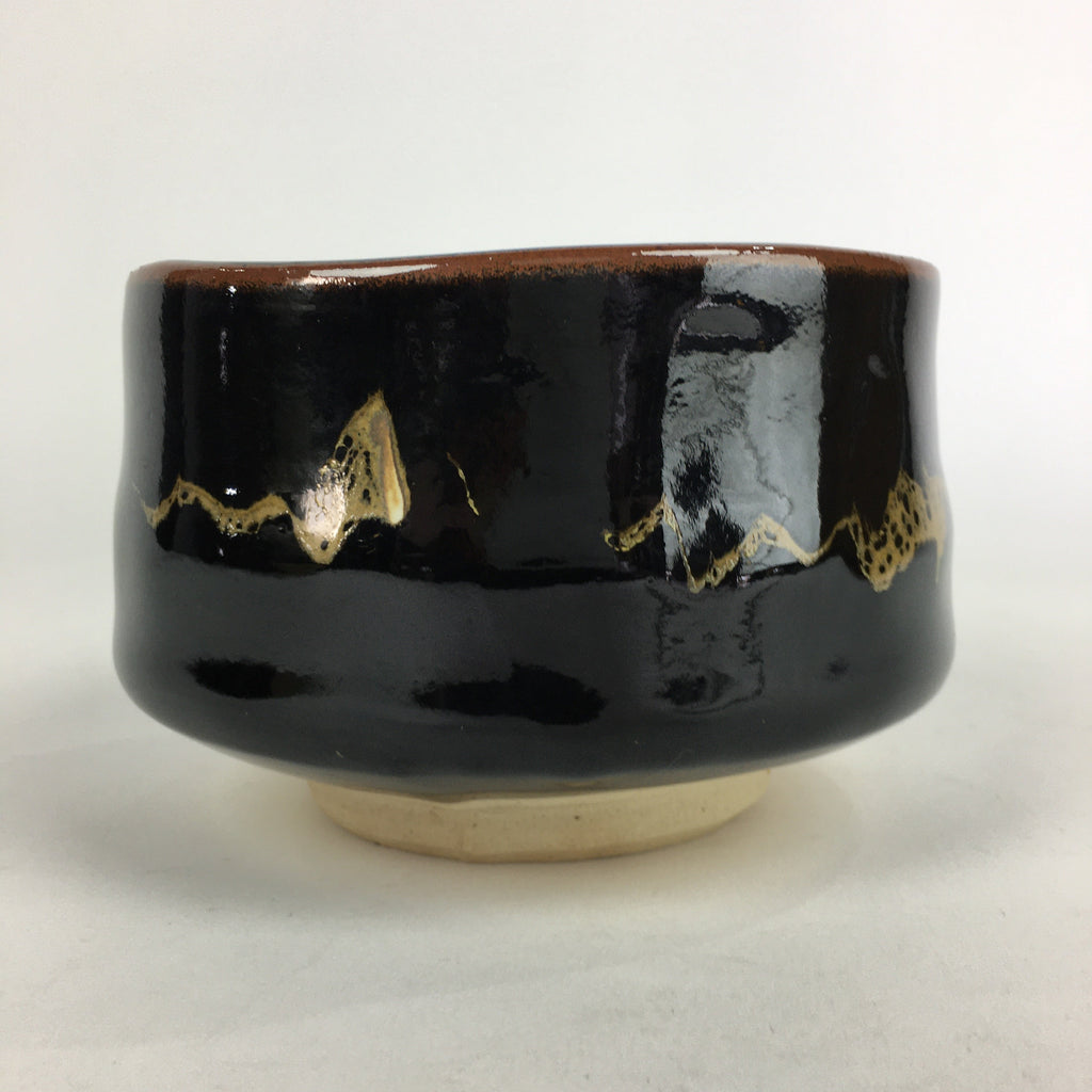 Japanese Ceramic Kuroraku Tea Ceremony Green Tea Bowl Vtg Chawan GTB925
