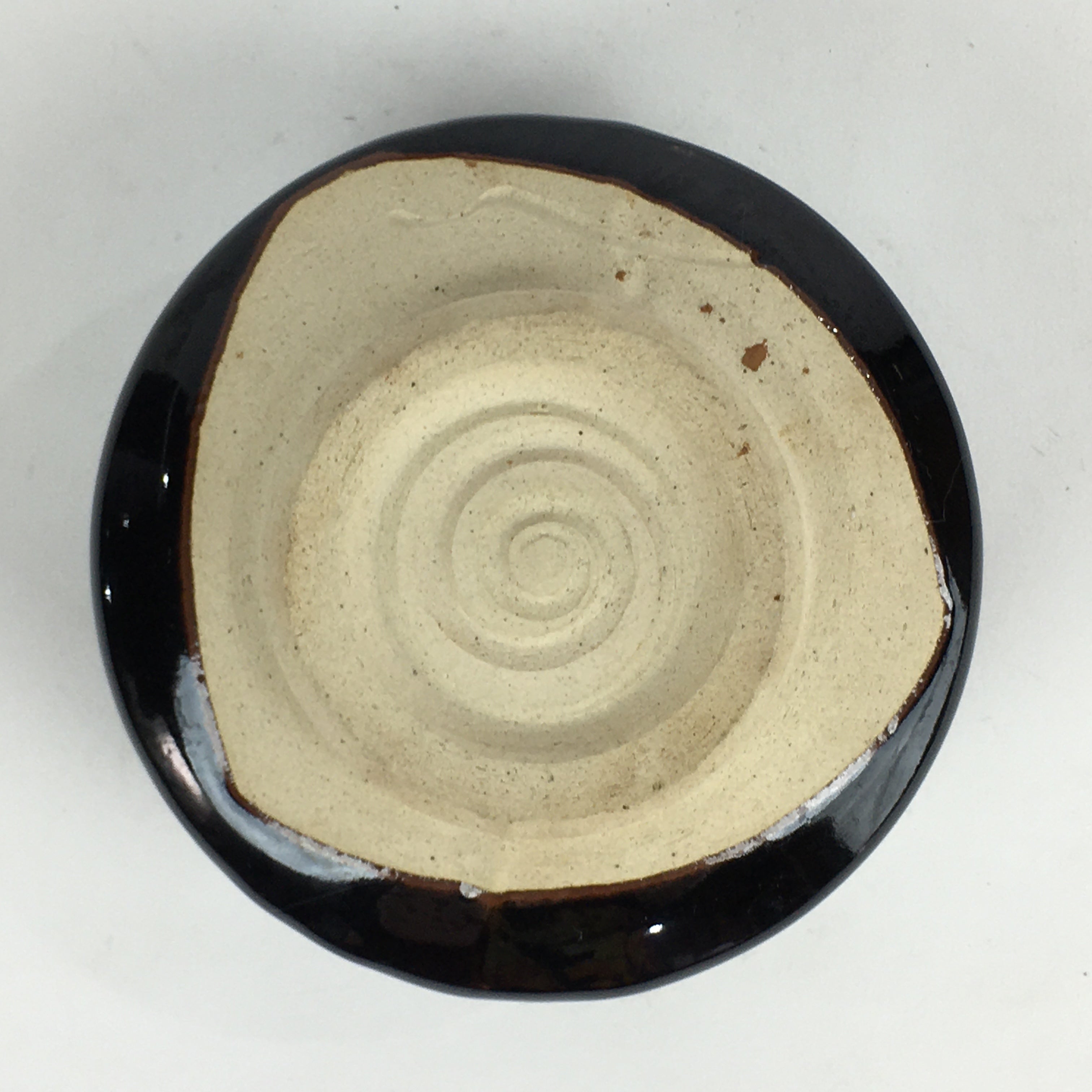 Japanese Ceramic Kuroraku Tea Ceremony Green Tea Bowl Vtg Chawan GTB925