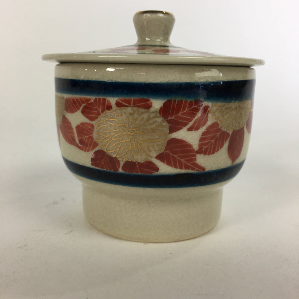Japanese Ceramic Kutani Teacup Vtg Pottery Red Gold flower Yunomi Sencha TC217