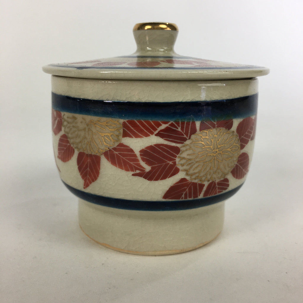 Japanese Ceramic Kutani Teacup Vtg Pottery Red Gold flower Yunomi Sencha TC218