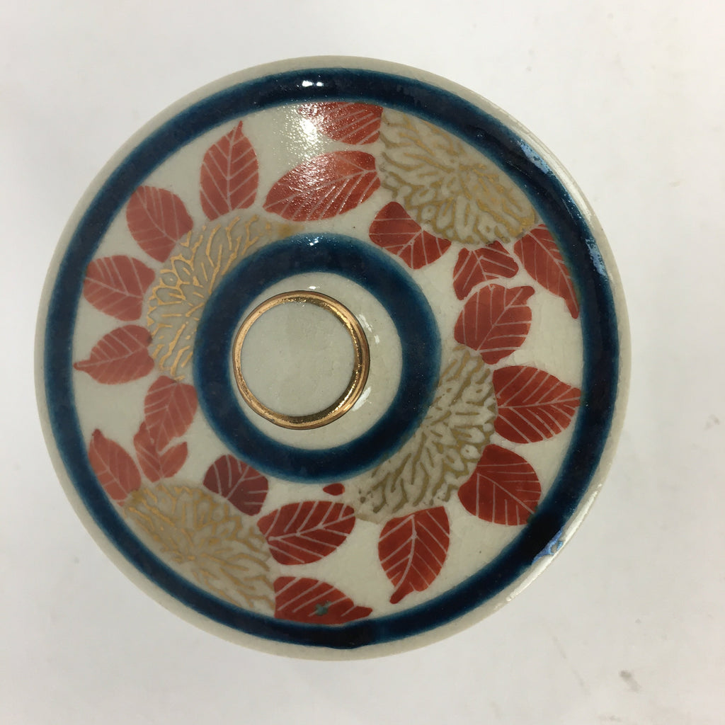 Japanese Ceramic Kutani Teacup Vtg Pottery Red Gold flower Yunomi Sencha TC218