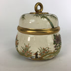 Japanese Ceramic Kutani Ware Lidded Pot Jar Tsubo Vtg Pottery Flower Pattern PP5