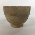 Japanese Ceramic Kutani Ware Sake Cup Vtg Guinomi Ochoko Beige Flower GU971