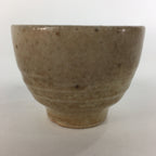 Japanese Ceramic Kutani Ware Sake Cup Vtg Guinomi Ochoko Beige Flower GU971