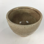 Japanese Ceramic Kutani Ware Sake Cup Vtg Guinomi Ochoko Beige Flower GU971