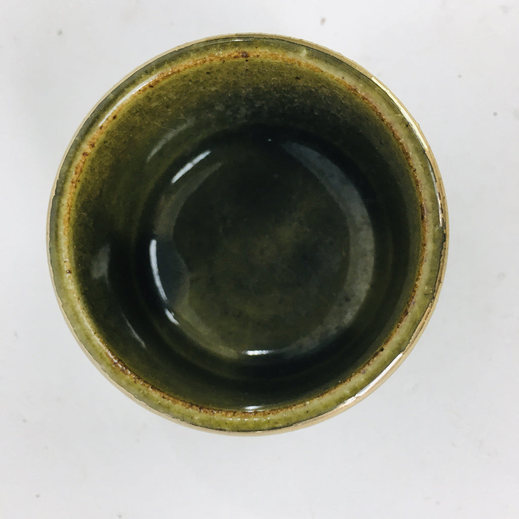 Japanese Ceramic Kutani Ware Sake Cup Vtg Guinomi Ochoko Rickshaw Flowers GU913