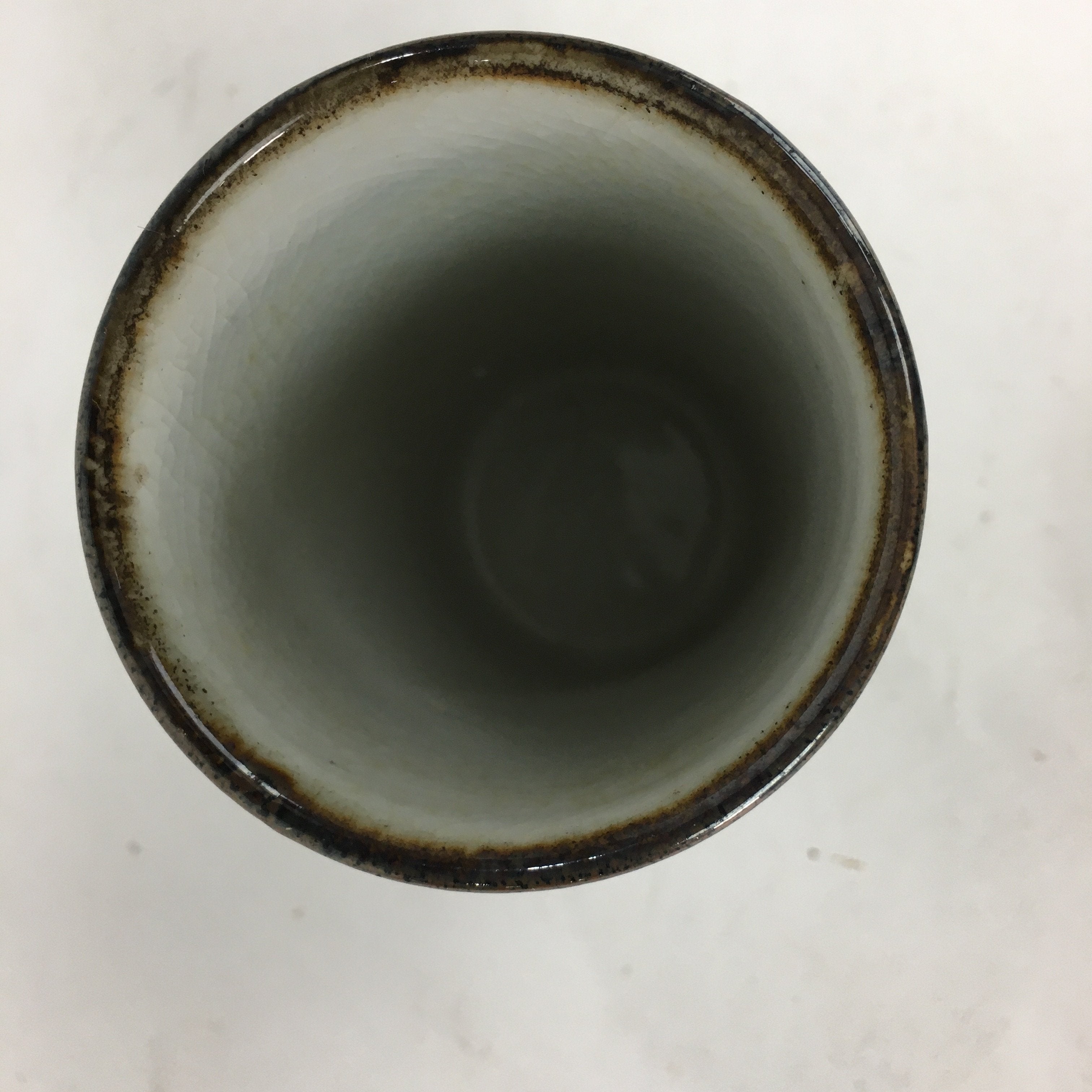 Japanese Ceramic Kutani Ware Teacup Yunomi Vtg Blue Iris Design Sencha TC229