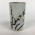 Japanese Ceramic Kutani Ware Teacup Yunomi Vtg White Plum Blossom Sencha TC230