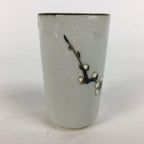 Japanese Ceramic Kutani Ware Teacup Yunomi Vtg White Plum Blossom Sencha TC230