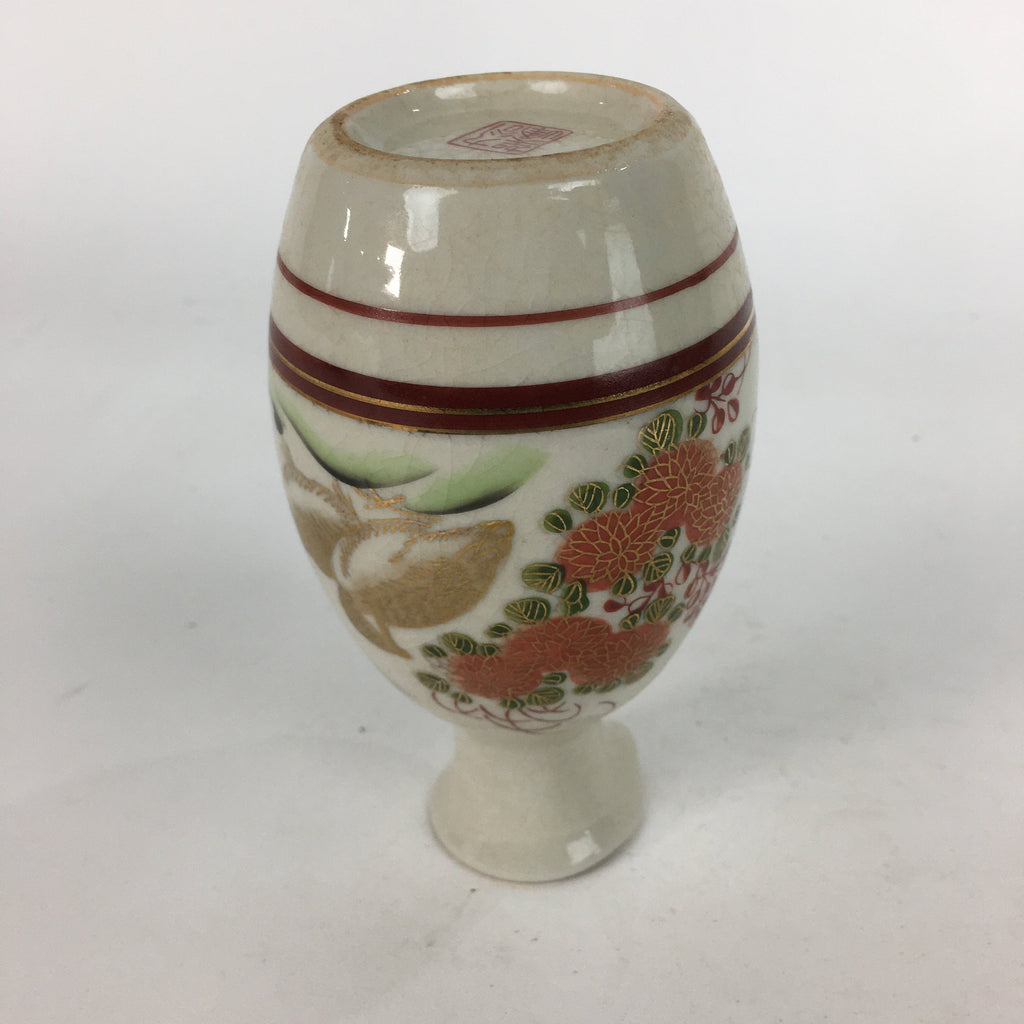 Japanese Ceramic Kutani ware Sake Bottle Tokkuri Vtg Pottery Flower Bird Design