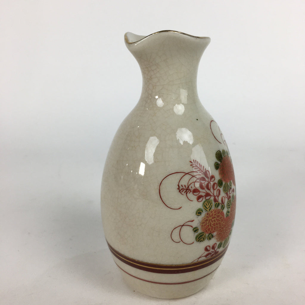 Japanese Ceramic Kutani ware Sake Bottle Tokkuri Vtg Pottery Flower Bird Design