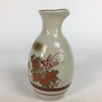 Japanese Ceramic Kutani ware Sake Bottle Tokkuri Vtg Pottery Flower Bird Design