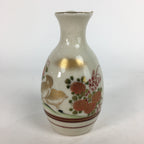 Japanese Ceramic Kutani ware Sake Bottle Tokkuri Vtg Pottery Flower Bird Design