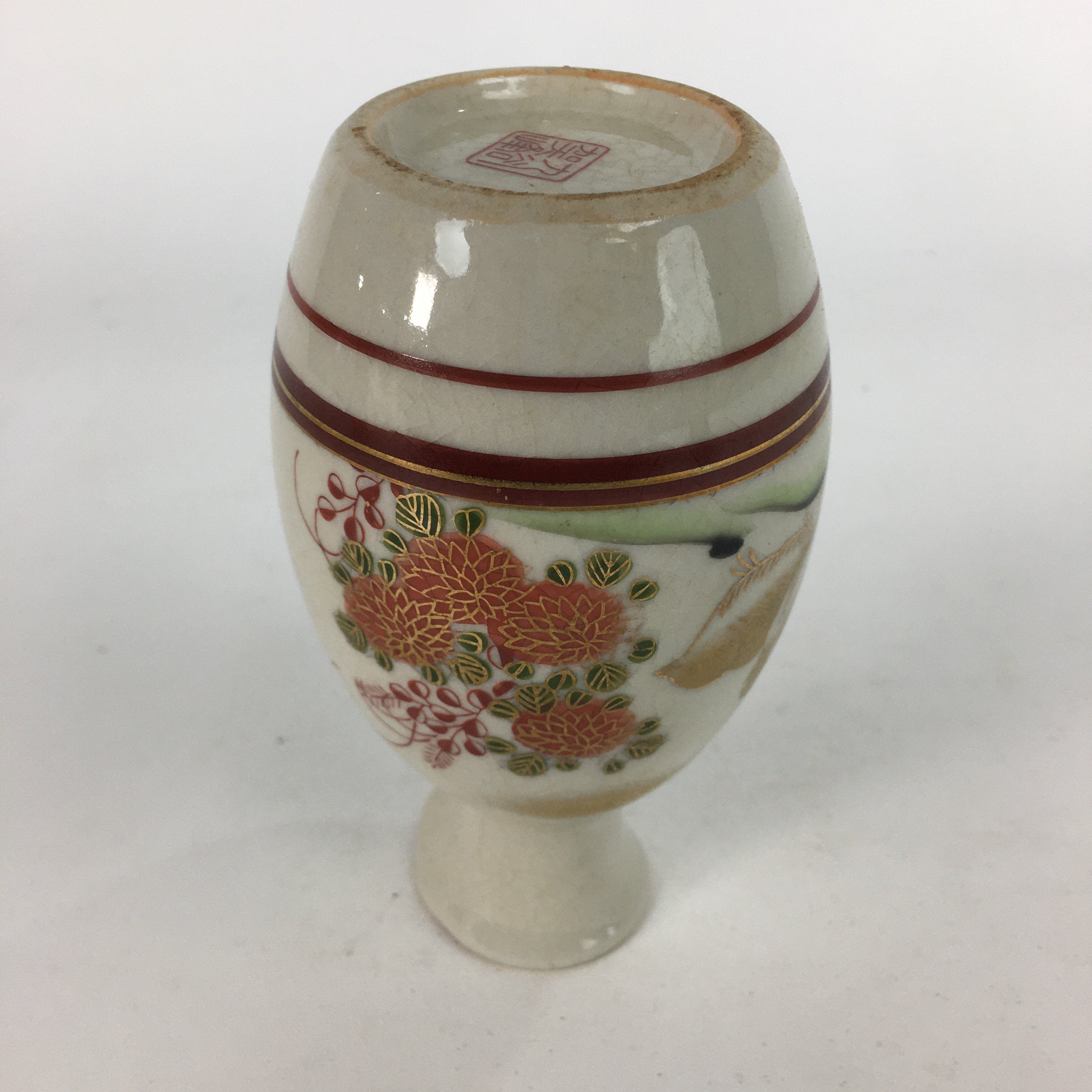 Japanese Ceramic Kutani ware Sake Bottle Tokkuri Vtg Pottery Flower Bird Design