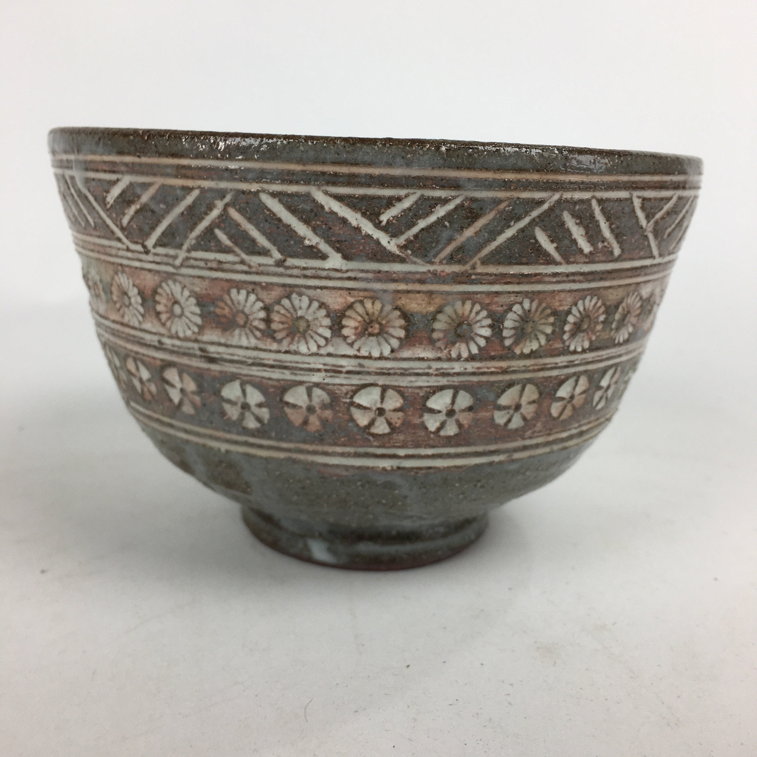 Japanese Ceramic Kyo Ware Mishima Green Tea Bowl ChawanTea Ceremony PX569