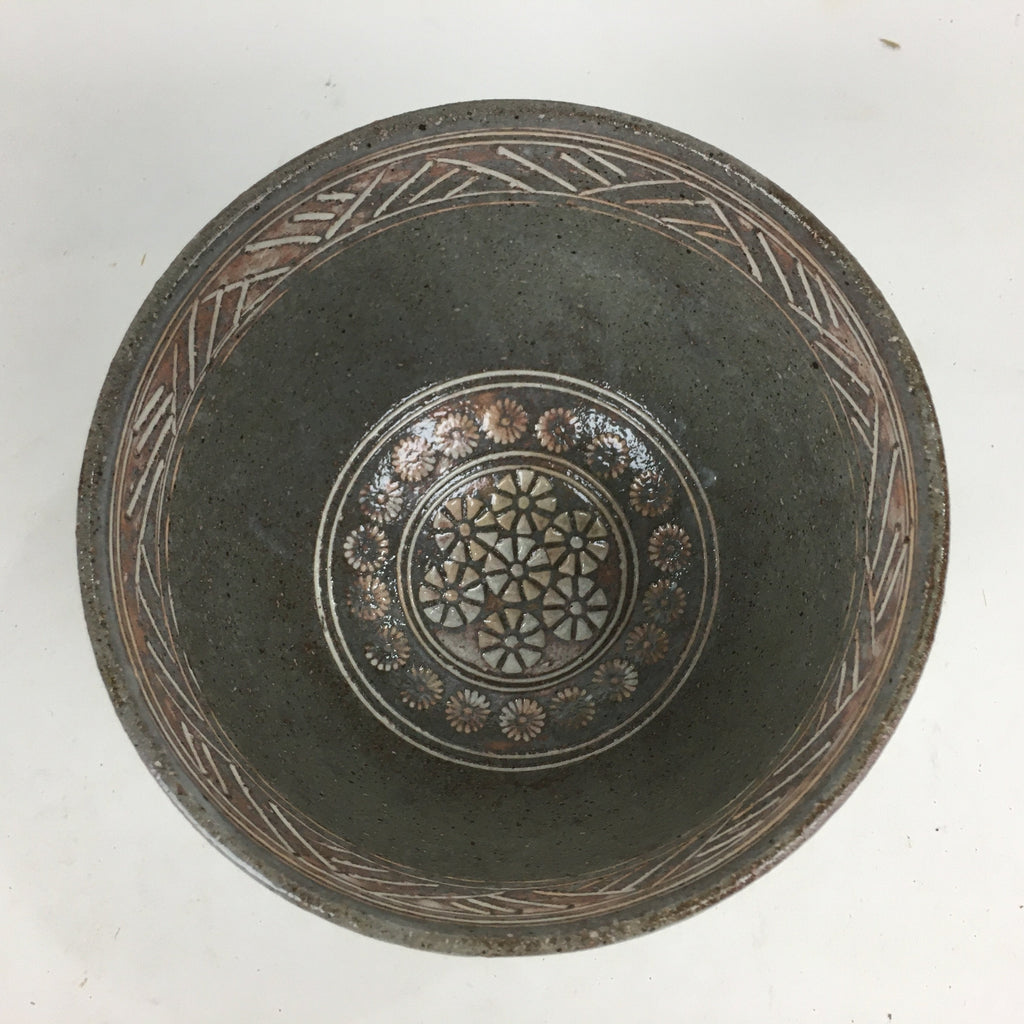 Japanese Ceramic Kyo Ware Mishima Green Tea Bowl ChawanTea Ceremony PX569