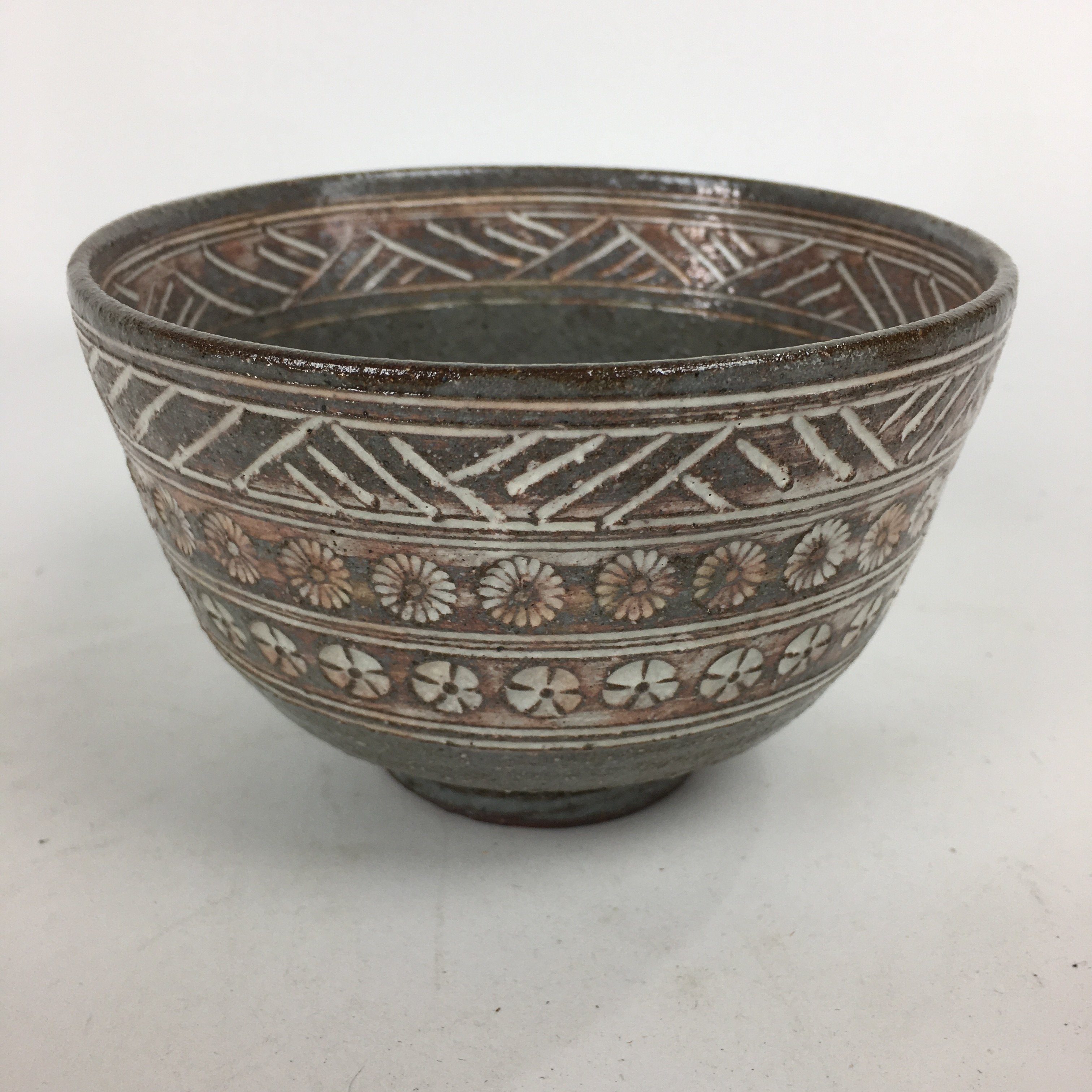 Japanese Ceramic Kyo Ware Mishima Green Tea Bowl ChawanTea Ceremony PX569
