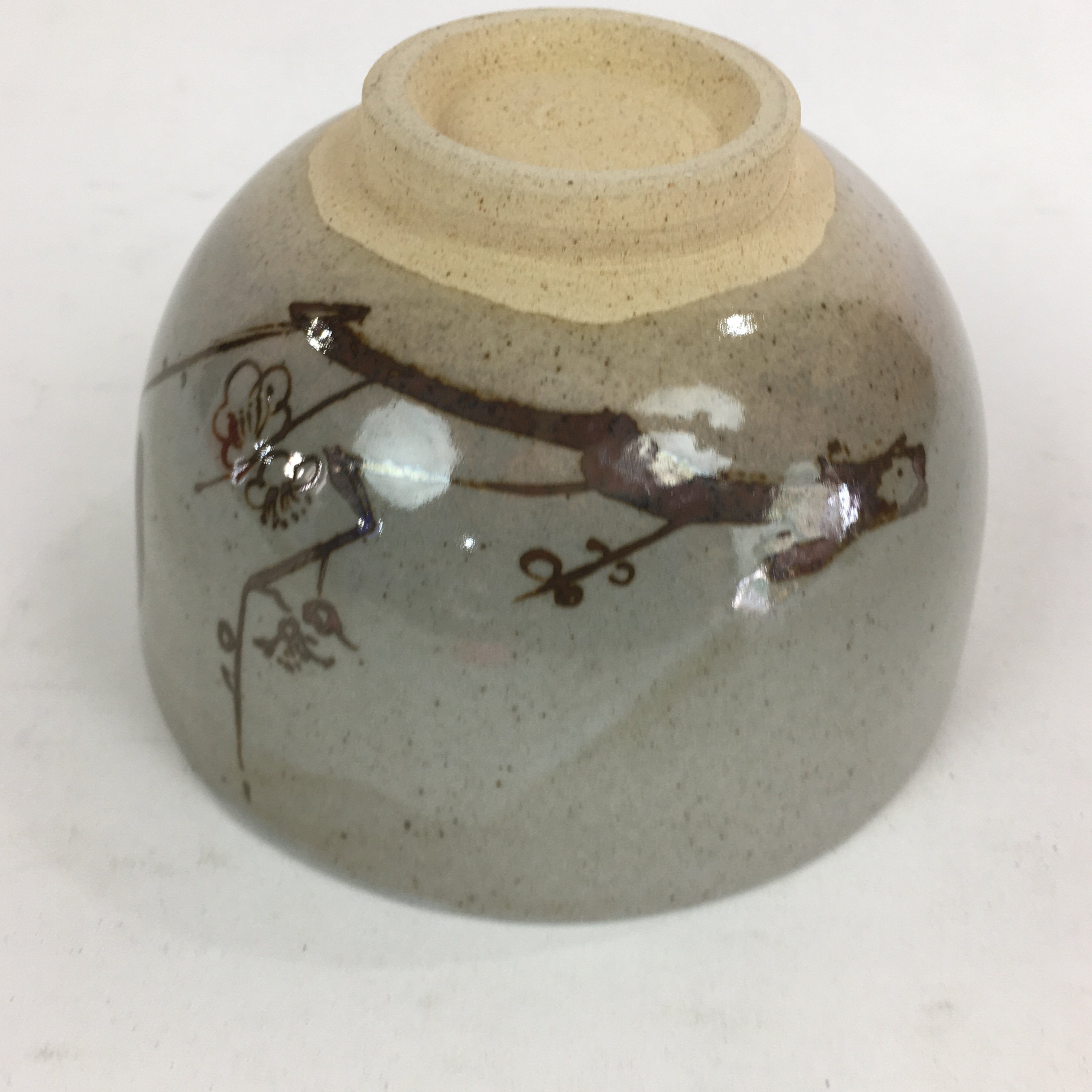 Japanese Ceramic Kyo Ware Shimizu Tea Ceremony Bowl Vtg Plum Blossom GTB761