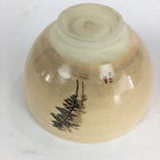 Japanese Ceramic Kyo Ware Tea Bowl Vtg Ceremony Chawan Bamboo Beige GTB765