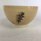 Japanese Ceramic Kyo Ware Tea Bowl Vtg Ceremony Chawan Bamboo Beige GTB765
