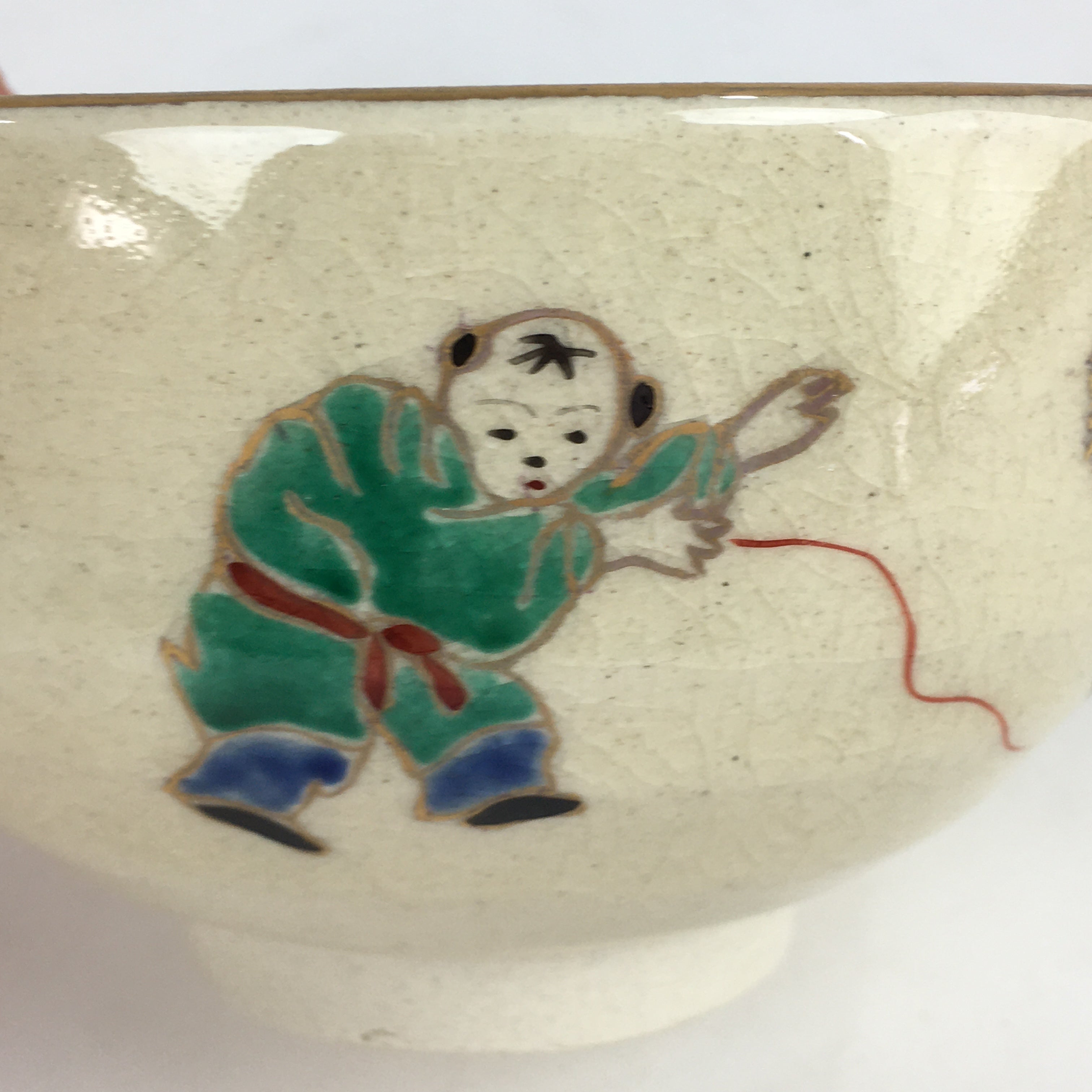 Japanese Ceramic Kyo Ware Tea Ceremony Green Tea Bowl Vtg Chawan GTB923