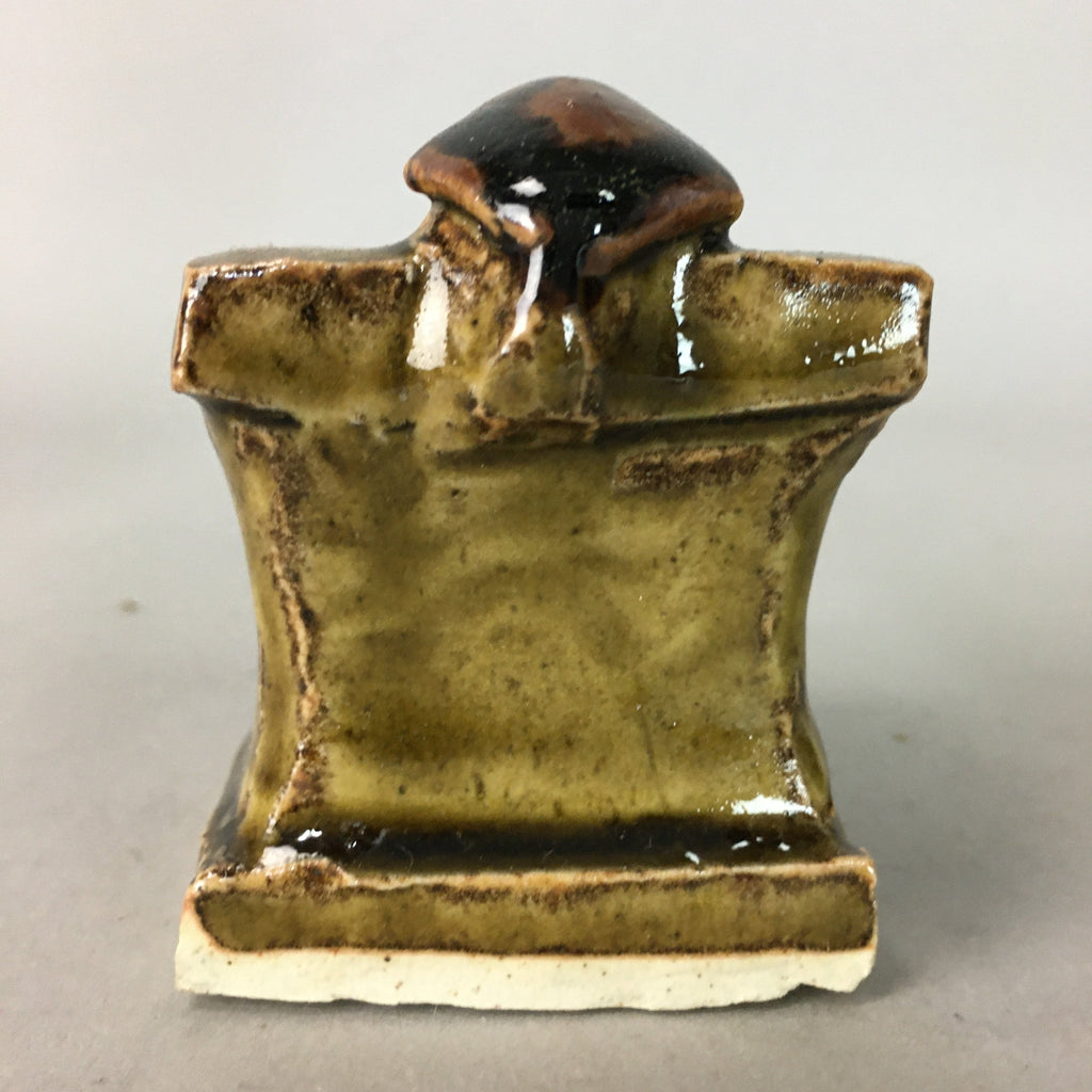 Japanese Ceramic Ladle Rest Lid Stand Tea Ceremony Vtg Futaoki Brown TG107