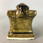 Japanese Ceramic Ladle Rest Lid Stand Tea Ceremony Vtg Futaoki Brown TG107