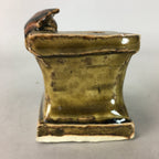 Japanese Ceramic Ladle Rest Lid Stand Tea Ceremony Vtg Futaoki Brown TG107