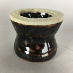 Japanese Ceramic Ladle Rest Lid Stand Tea Ceremony Vtg Futaoki Brown TG115