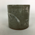Japanese Ceramic Ladle Rest Lid Stand Tea Ceremony Vtg Futaoki Deers Gray TG146