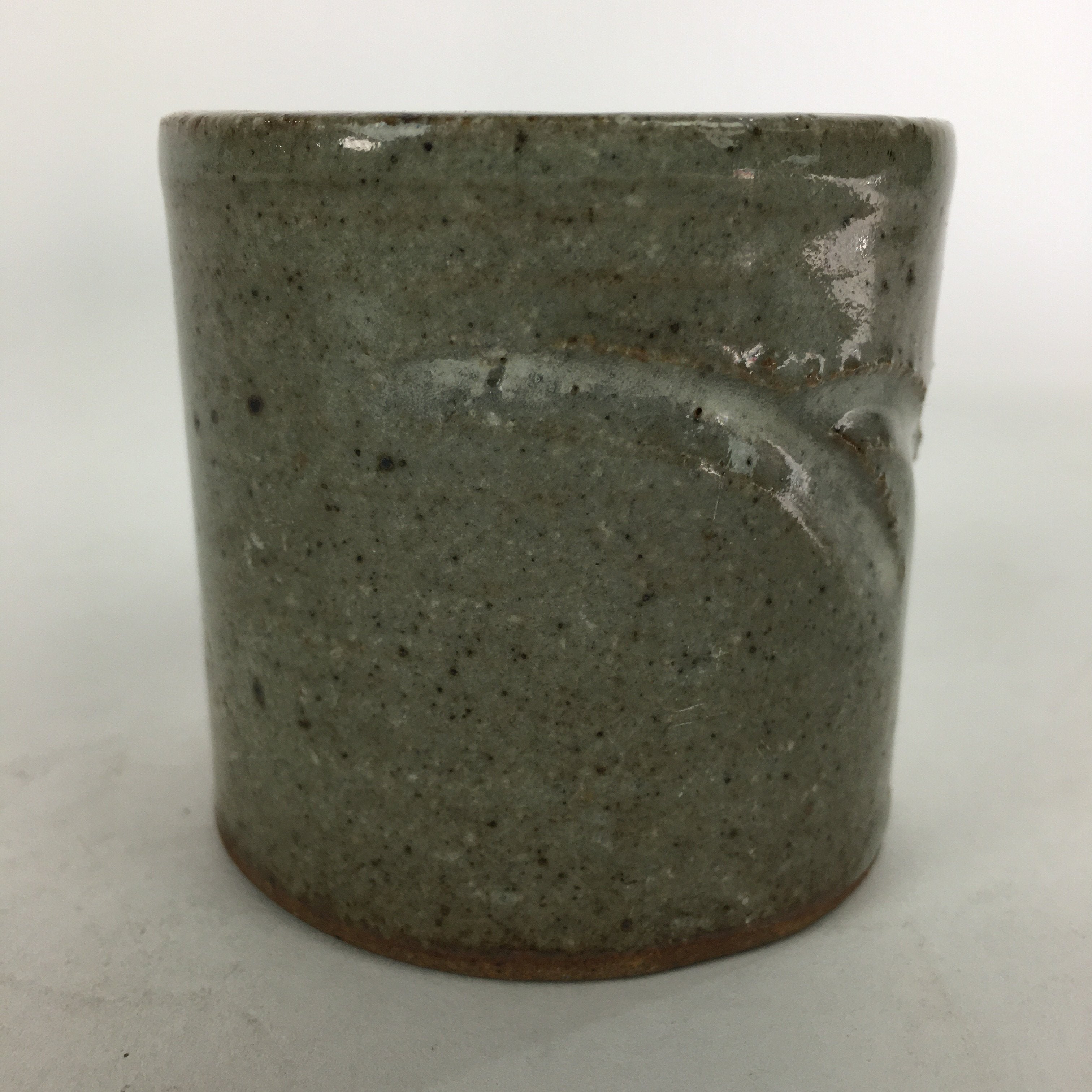 Japanese Ceramic Ladle Rest Lid Stand Tea Ceremony Vtg Futaoki Deers Gray TG146