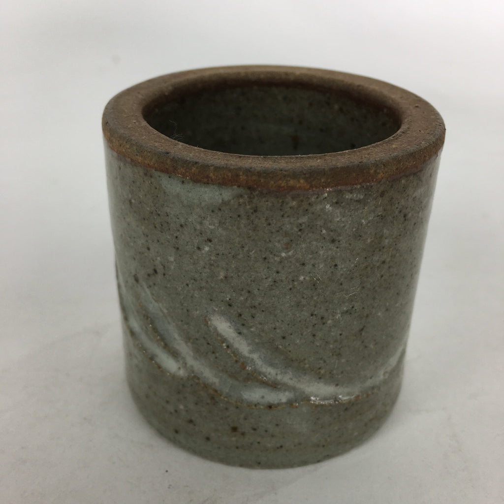 Japanese Ceramic Ladle Rest Lid Stand Tea Ceremony Vtg Futaoki Deers Gray TG146